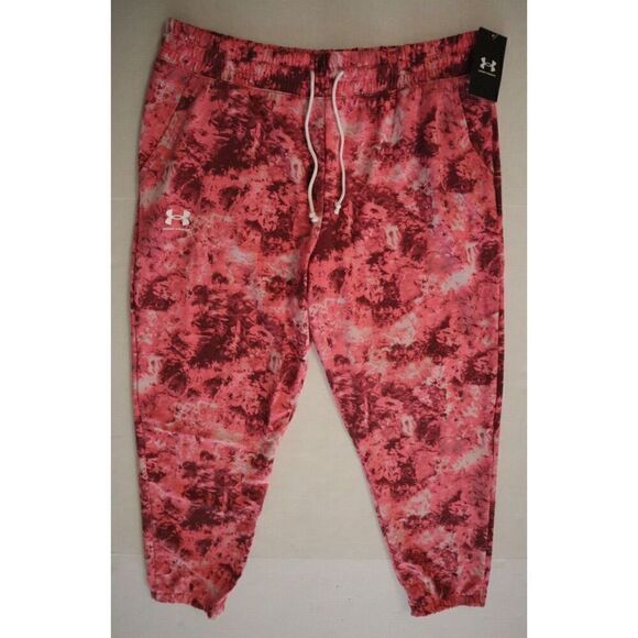 Under Armour 1373040 669 Womens Sz Medium Pink Tie Dye Rival Terry Print Joggers - Picture 3 of 9